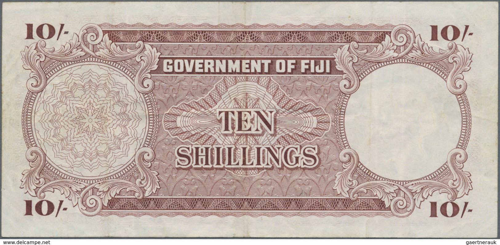 Fiji: 10 Shillings 1965, P.52e, Great Original Shape With Strong Paper, Just Some Folds And Creases - Fidschi