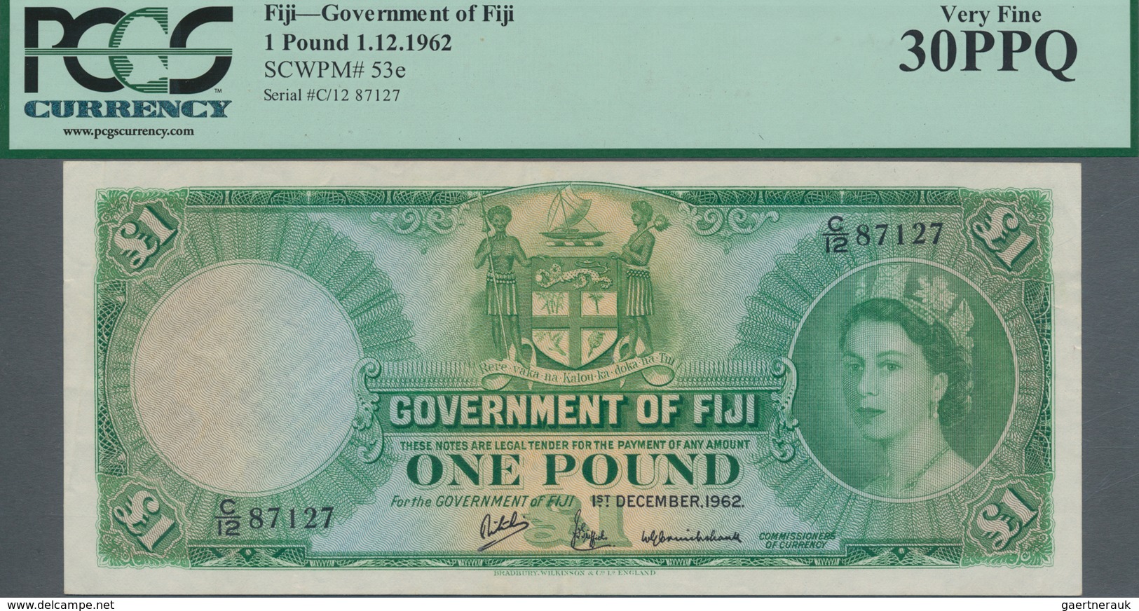 Fiji: The Government Of Fiji 1 Pound December 1st 1962, P.53e, Still Nice With A Few Folds And Creas - Fiji