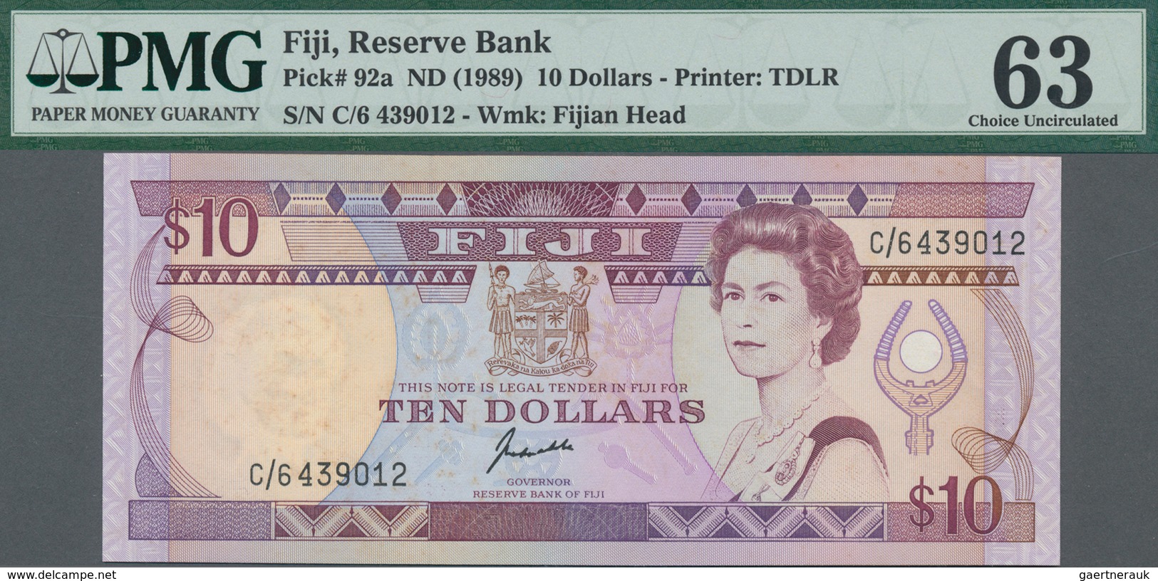 Fiji: Reserve Bank Of Fiji, 10 Dollars ND(1989), P.92a, Almost Perfect With A Few Minor Stains, PMG - Fiji