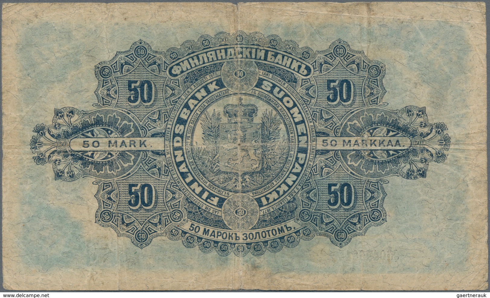 Finland / Finnland: 50 Markkaa 1898, P.6c, Margin Split, Small Border Tears Lightly Toned Paper And - Finnland