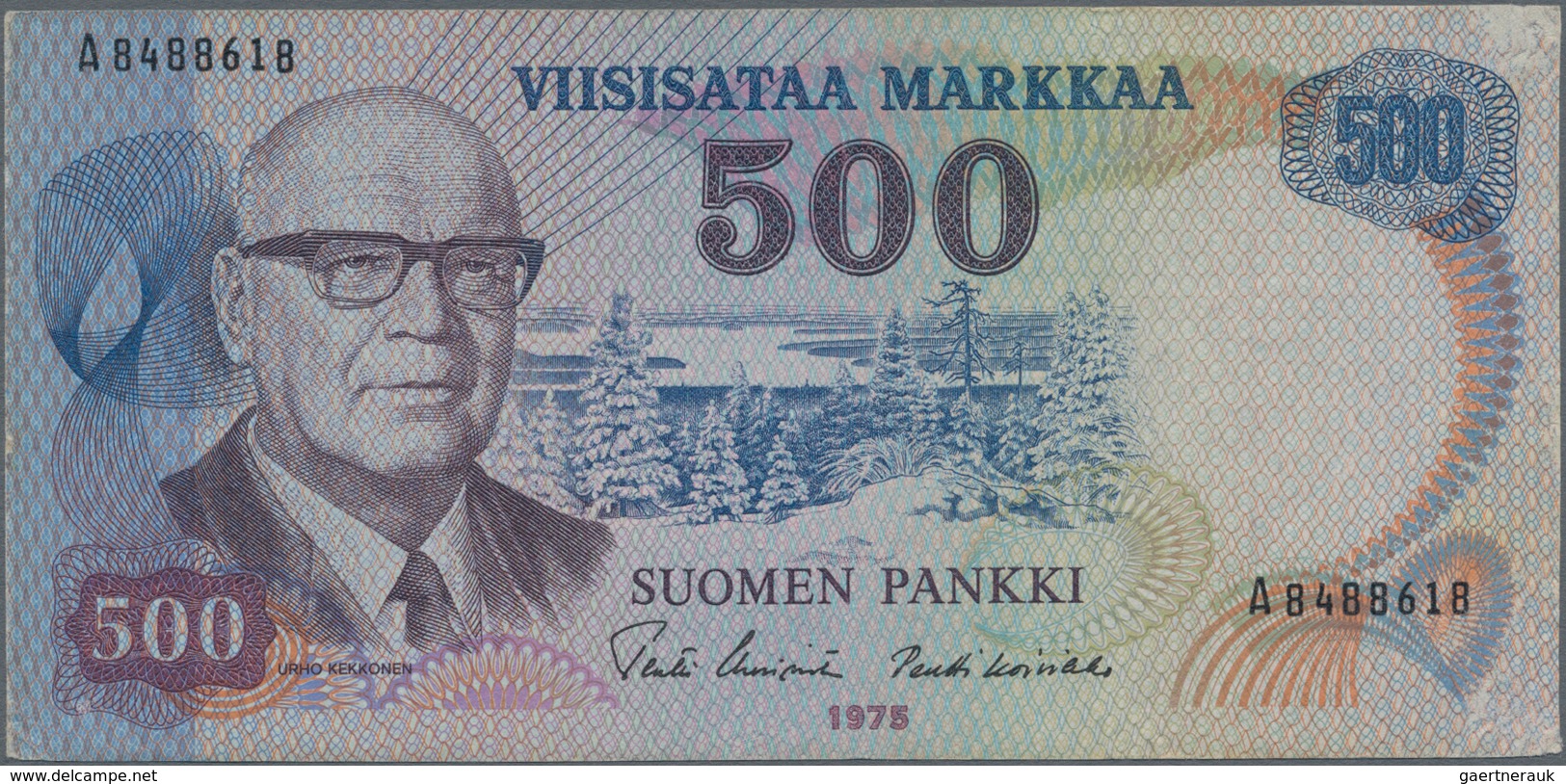 Finland / Finnland: Pair With 100 Markkaa 1945 Litt.B, P.88 (VF) And 500 Markkaa 1975 P.110 (VF). (2 - Finland