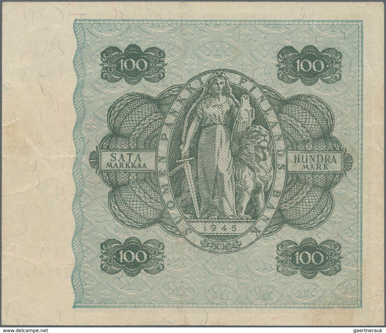 Finland / Finnland: Pair With 100 Markkaa 1945 Litt.B, P.88 (VF) And 500 Markkaa 1975 P.110 (VF). (2 - Finland