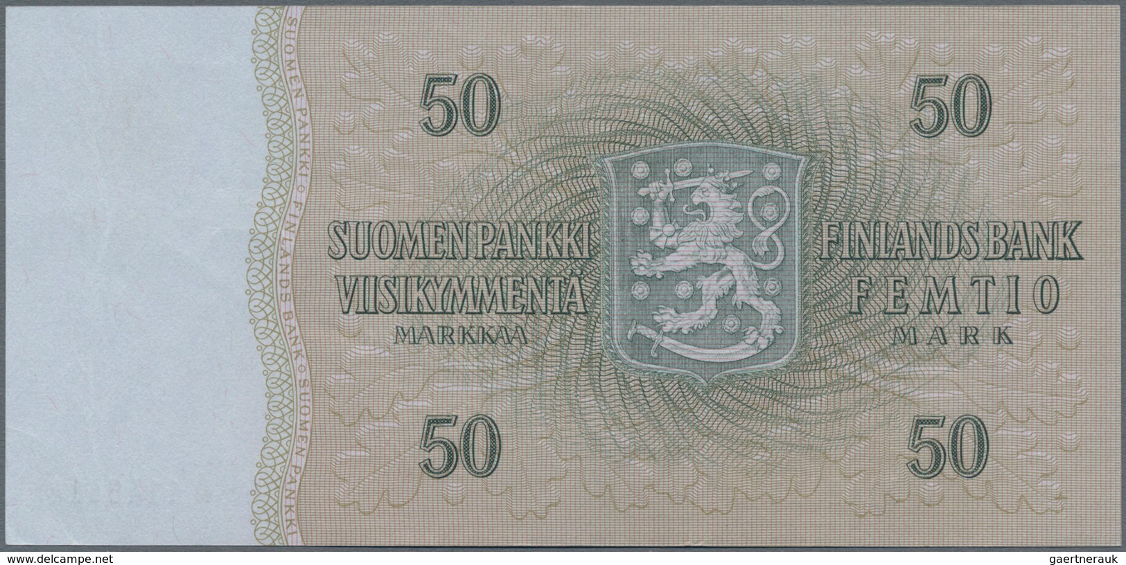 Finland / Finnland: 50 Markkaa 1963, P.105, Almost Perfect With A Soft Vertical Bend At Center. Cond - Finland