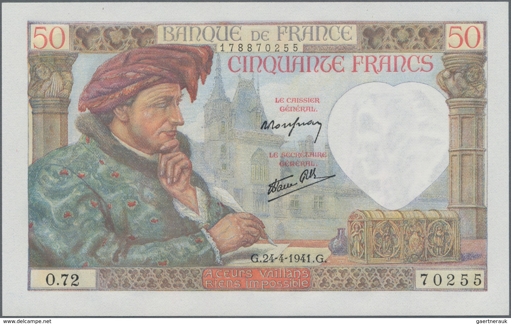France / Frankreich: Banque de France nice lot with 10 banknotes 50 Francs 1941, P.93, some of them