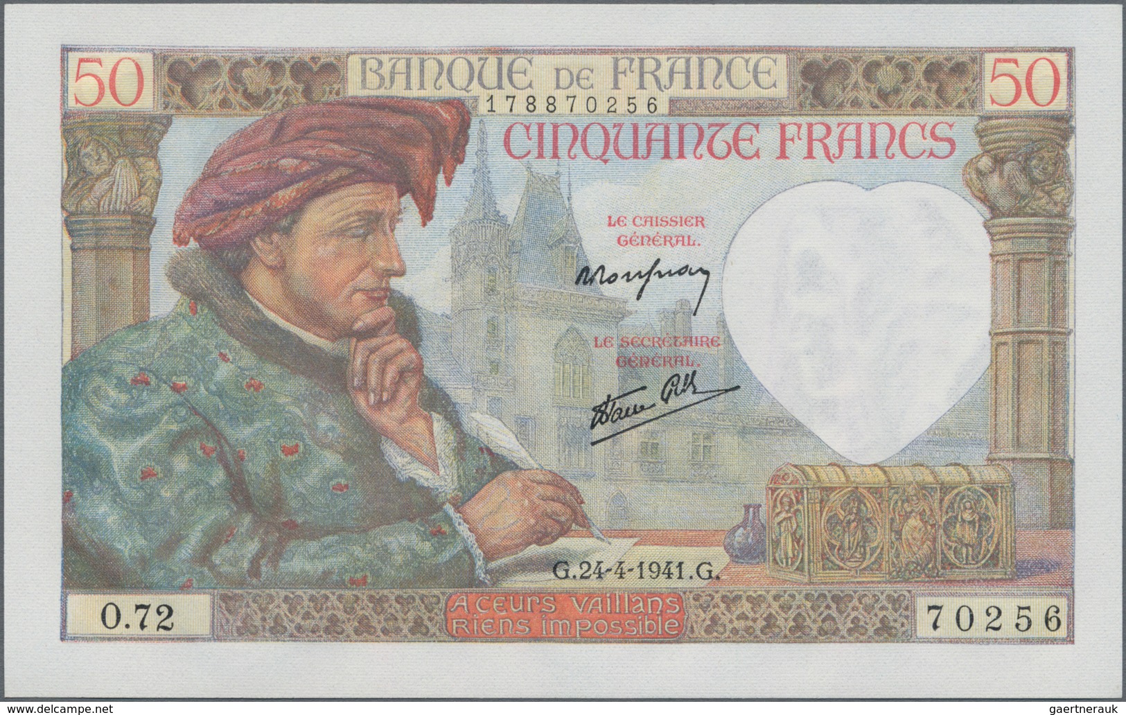 France / Frankreich: Banque de France nice lot with 10 banknotes 50 Francs 1941, P.93, some of them