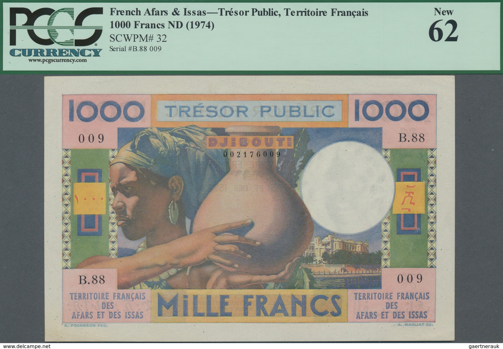 French Afars & Issas: Trésor Public - Territoire Français Des Afars Et Des Issas 1000 Francs ND(1974 - Autres & Non Classés