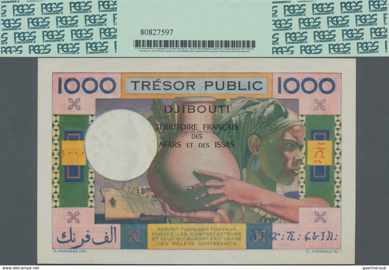 French Afars & Issas: Trésor Public - Territoire Français Des Afars Et Des Issas 1000 Francs ND(1974 - Autres & Non Classés