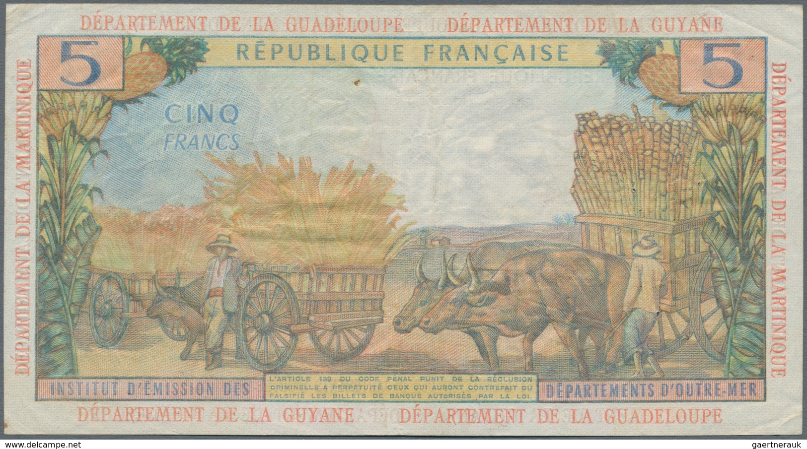 French Antilles / Französische Antillen: Institut D'Émission Des Départements D'Outre-Mer 5 Francs N - Autres - Amérique