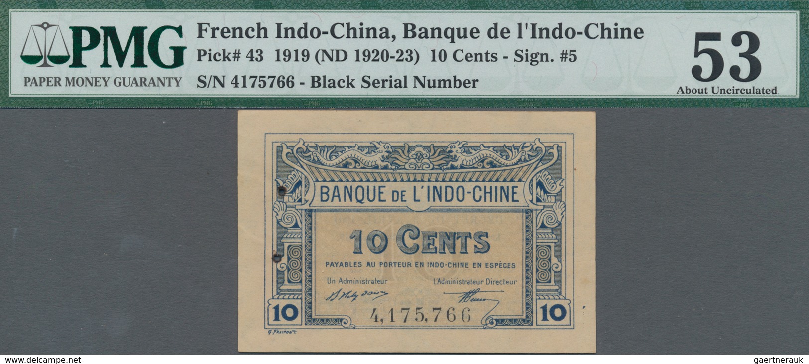 French Indochina / Französisch Indochina: Banque De L'Indo-Chine 10 Cents D. 03.04.1901 / Authorizat - Indochina