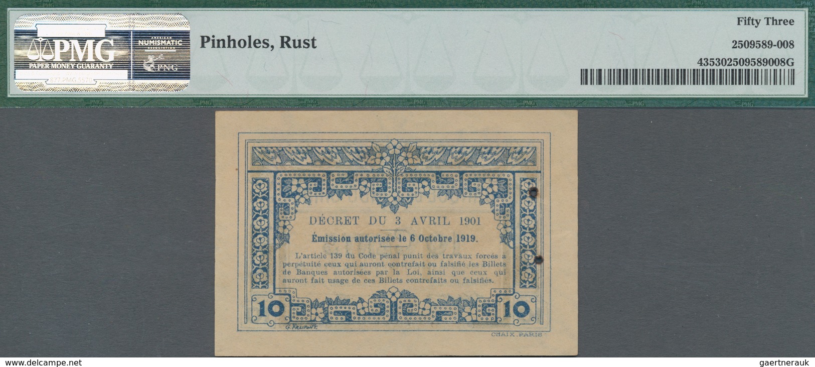 French Indochina / Französisch Indochina: Banque De L'Indo-Chine 10 Cents D. 03.04.1901 / Authorizat - Indochine