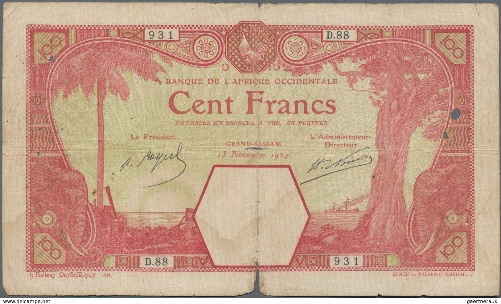 French West Africa / Französisch Westafrika: Banque De L'Afrique Occidentale Set With 3 Banknotes 25 - West African States