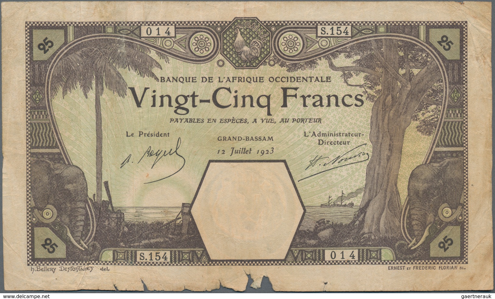 French West Africa / Französisch Westafrika: Banque De L'Afrique Occidentale Set With 3 Banknotes 25 - États D'Afrique De L'Ouest