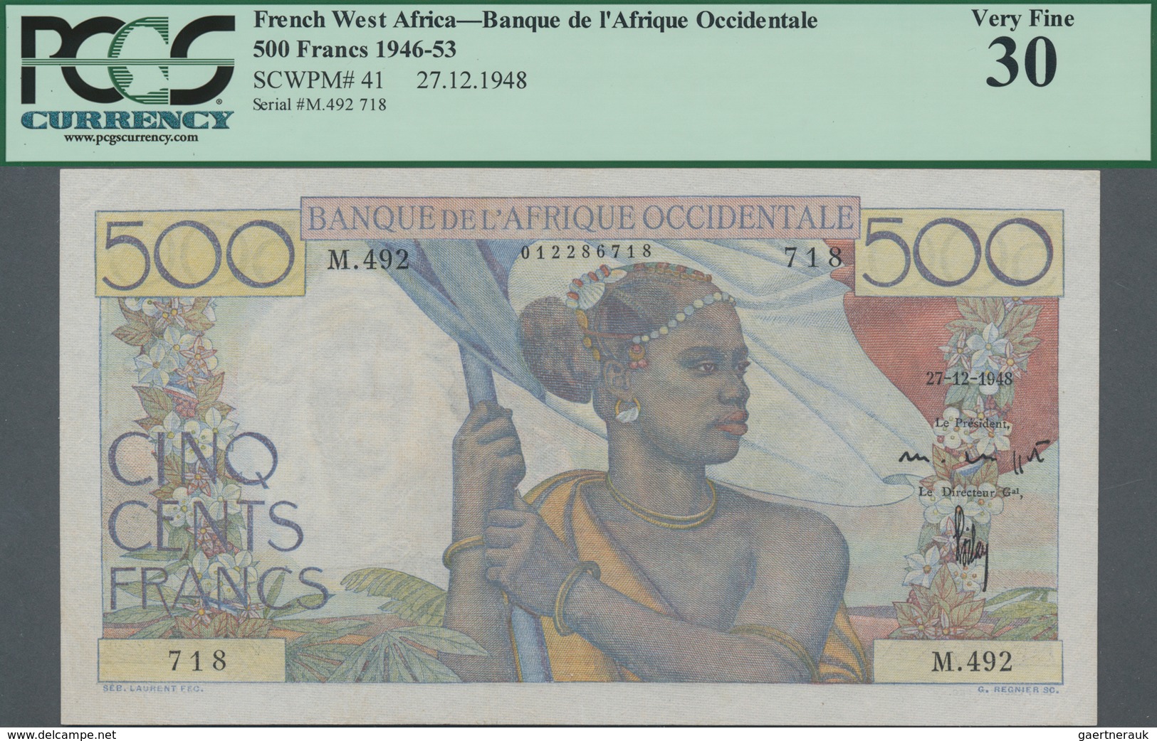 French West Africa / Französisch Westafrika: Banque De L'Afrique Occidentale 500 Francs 1948, P.41, - Westafrikanischer Staaten