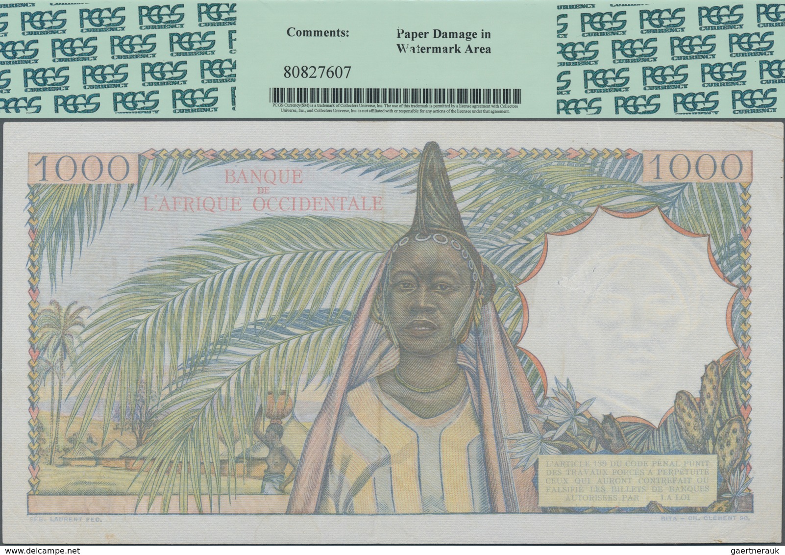 French West Africa / Französisch Westafrika: Banque De L'Afrique Occidentale 1000 Francs 1948, P.42, - West African States