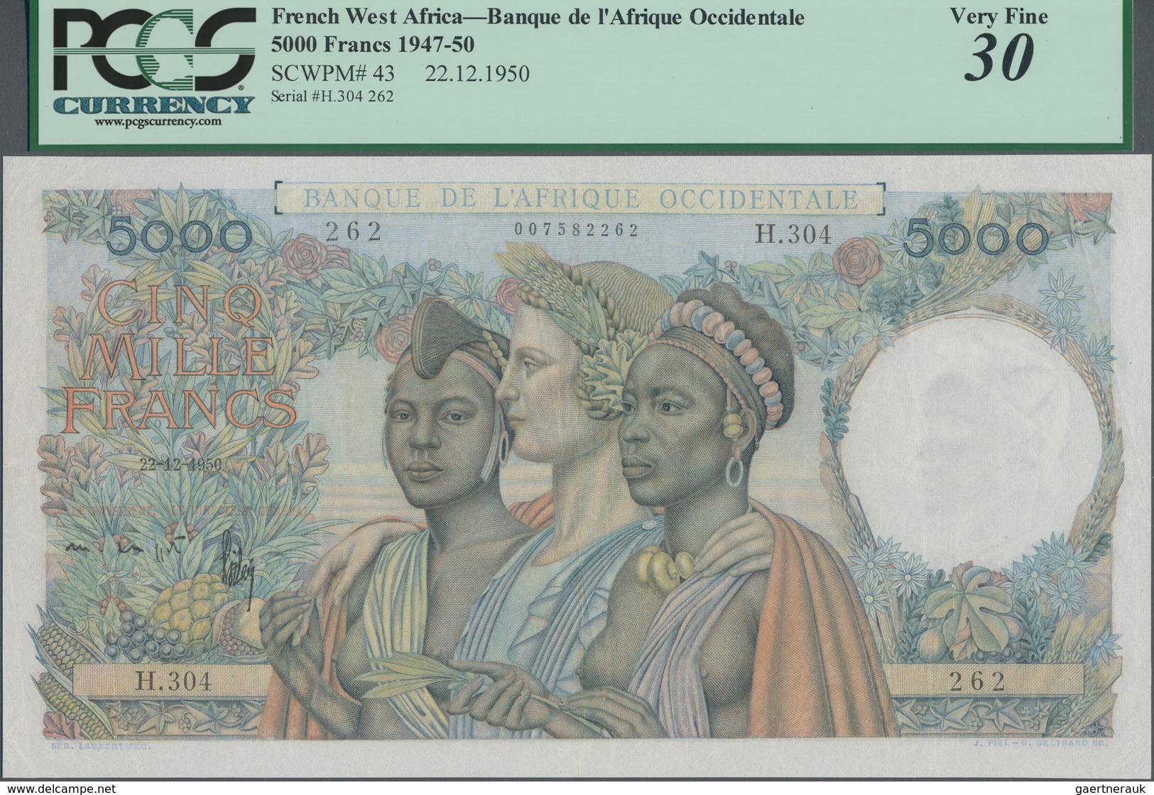 French West Africa / Französisch Westafrika: Banque De L'Afrique Occidentale 5000 Francs 1950, P.43, - West African States