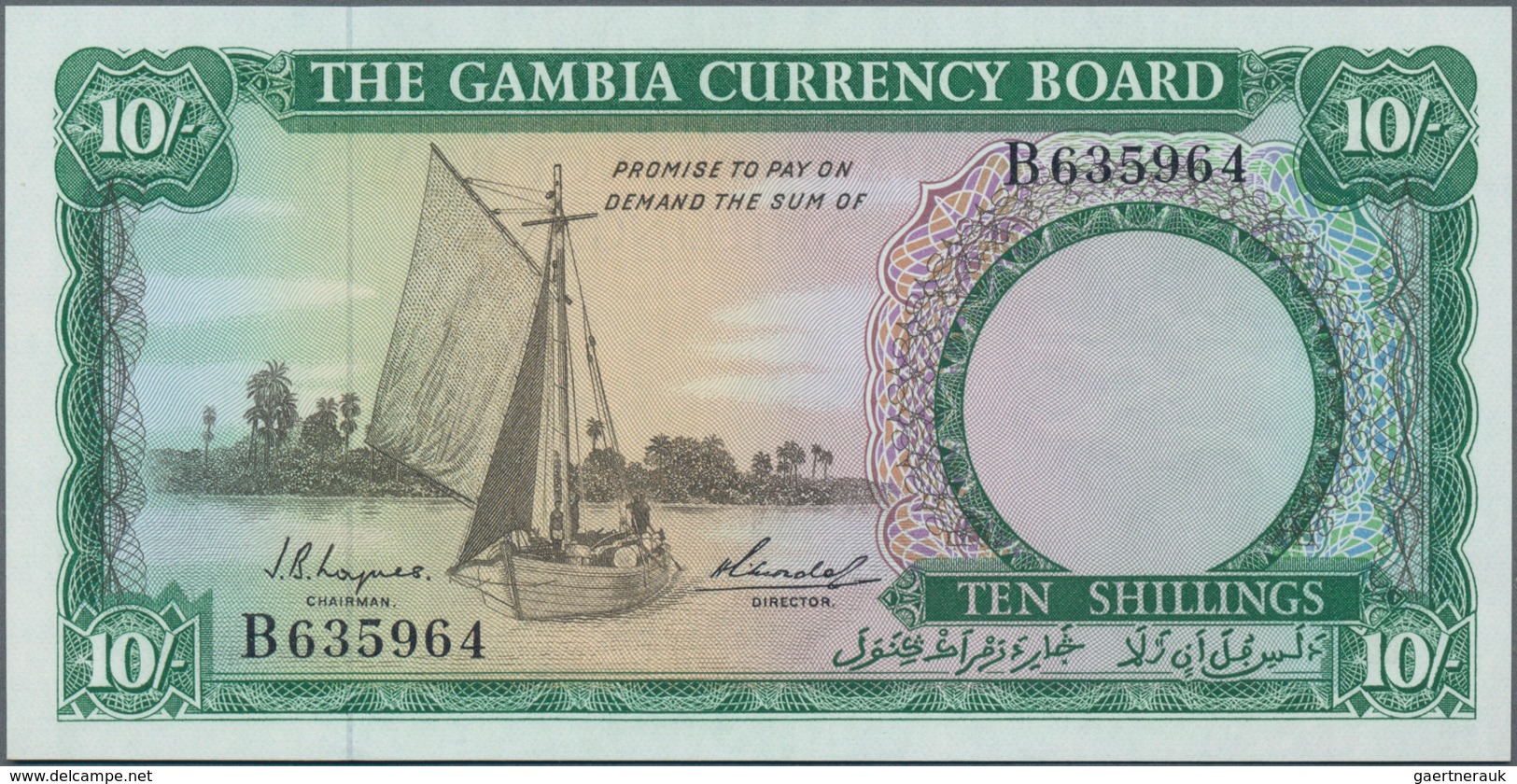 Gambia: The Gambia Currency Board 10 Shillings ND(1965-70), P.1 In Perfect UNC Condition. Rare! - Gambie