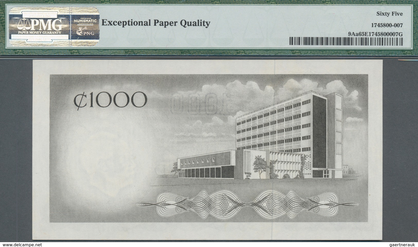 Ghana: Bank Of Ghana 1000 Cedis ND(1965), P.9A In Perfect Condition And PMG Graded 65 Gem Uncirculat - Ghana
