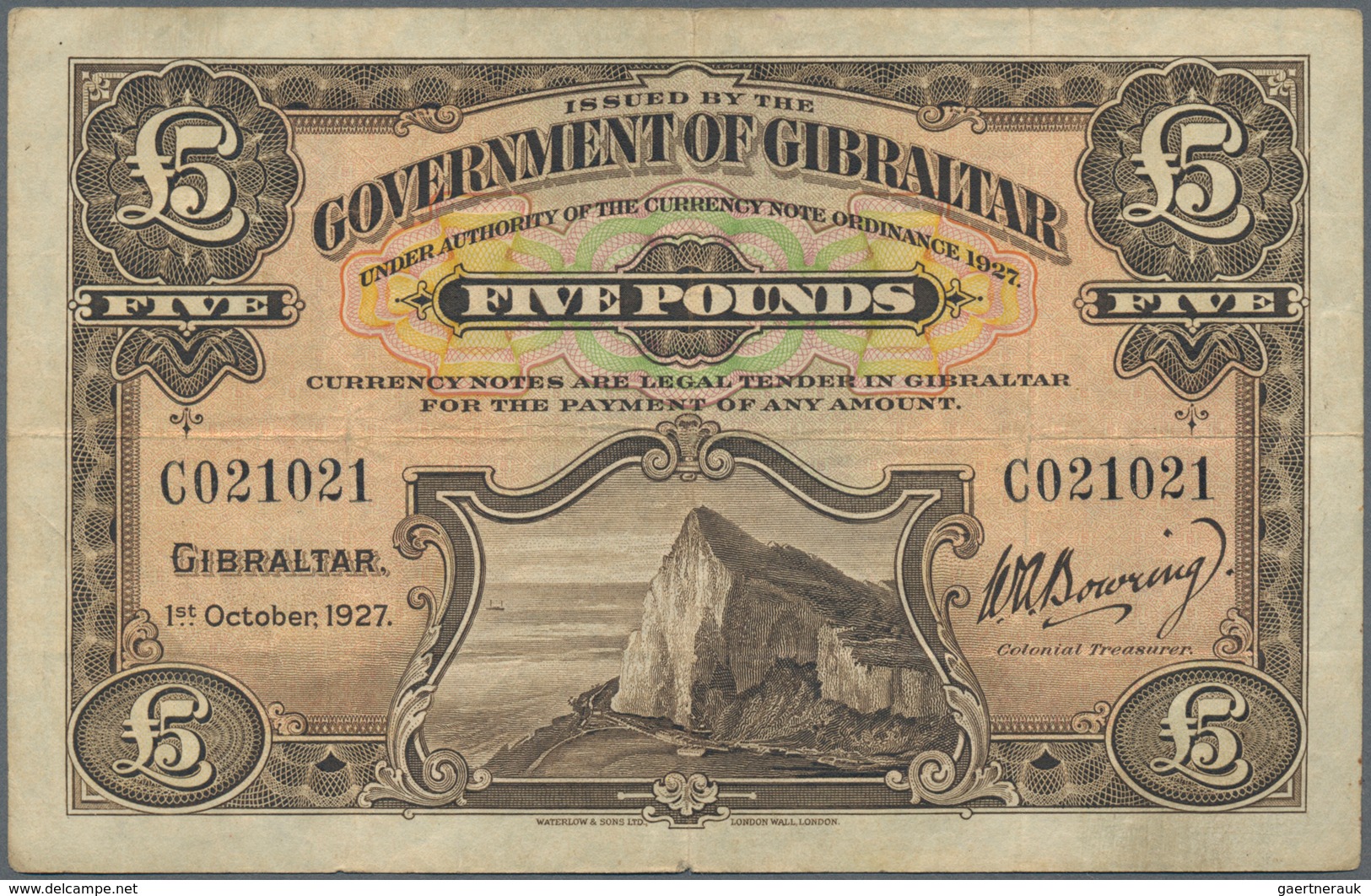 Gibraltar: Highly Rare Set With 12 Banknotes 5 Pounds 1927, P.13, First Issue Of This Note Printed B - Gibraltar