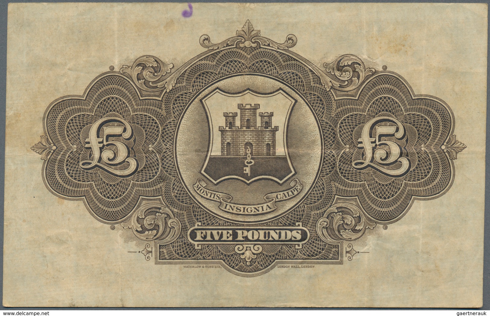 Gibraltar: Highly rare set with 12 banknotes 5 Pounds 1927, P.13, first issue of this note printed b