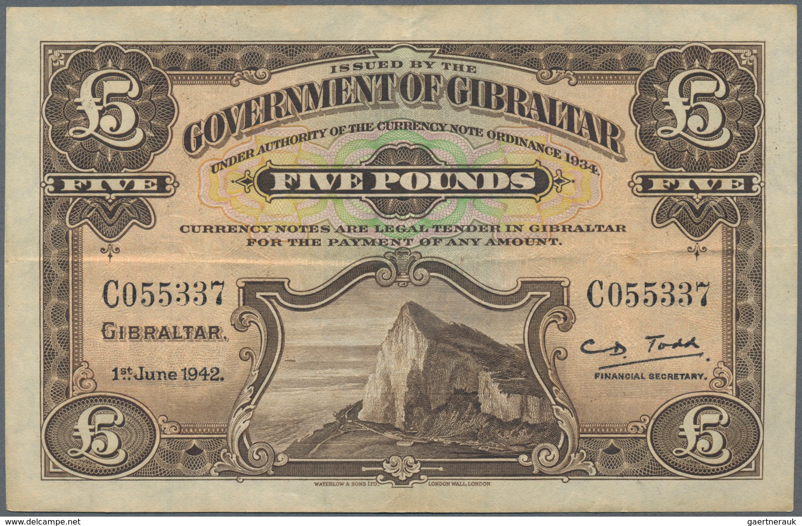 Gibraltar: Very Nice And Rare Set With 4 Banknotes Of The Of The 5 Pounds June 1st 1942 Issue, P.16a - Gibraltar