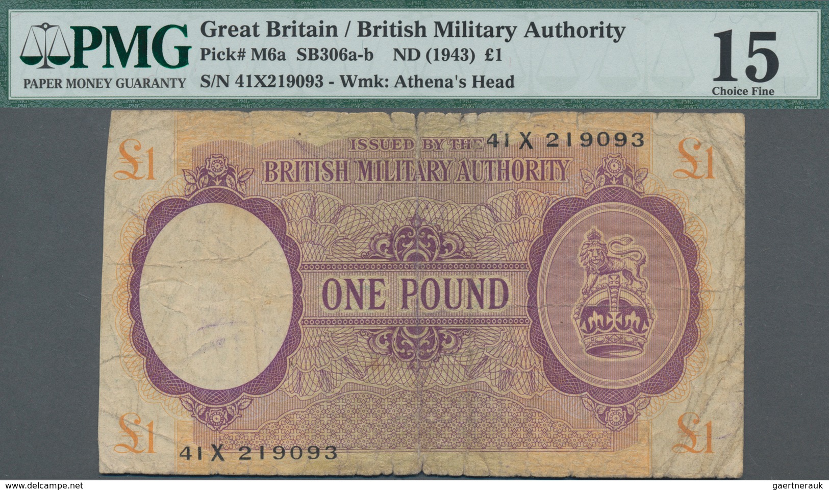 Great Britain / Großbritannien: British Military Authority 1 Pound ND(1943), P.M6a, Block X, Used Fo - Sonstige & Ohne Zuordnung