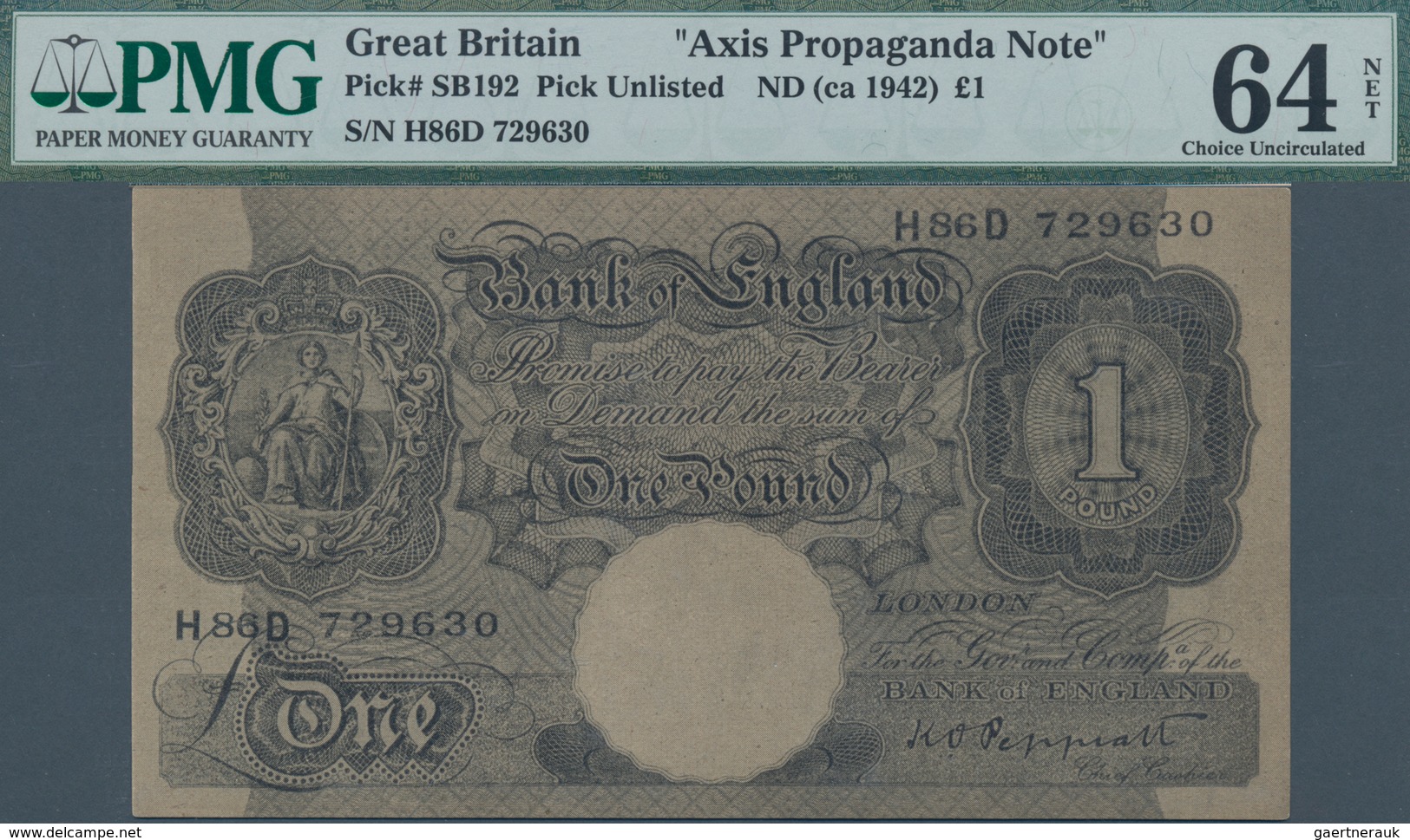 Great Britain / Großbritannien: Axis Propaganda Note 1 Pound With Arabian Text On Back, ND(1942), P. - Autres & Non Classés