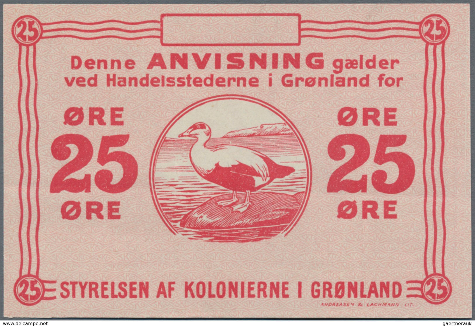 Greenland / Grönland: 25 Oere ND(1923) Unsigned Remainder, P.11r, Almost Perfect Condition With A Ve - Greenland