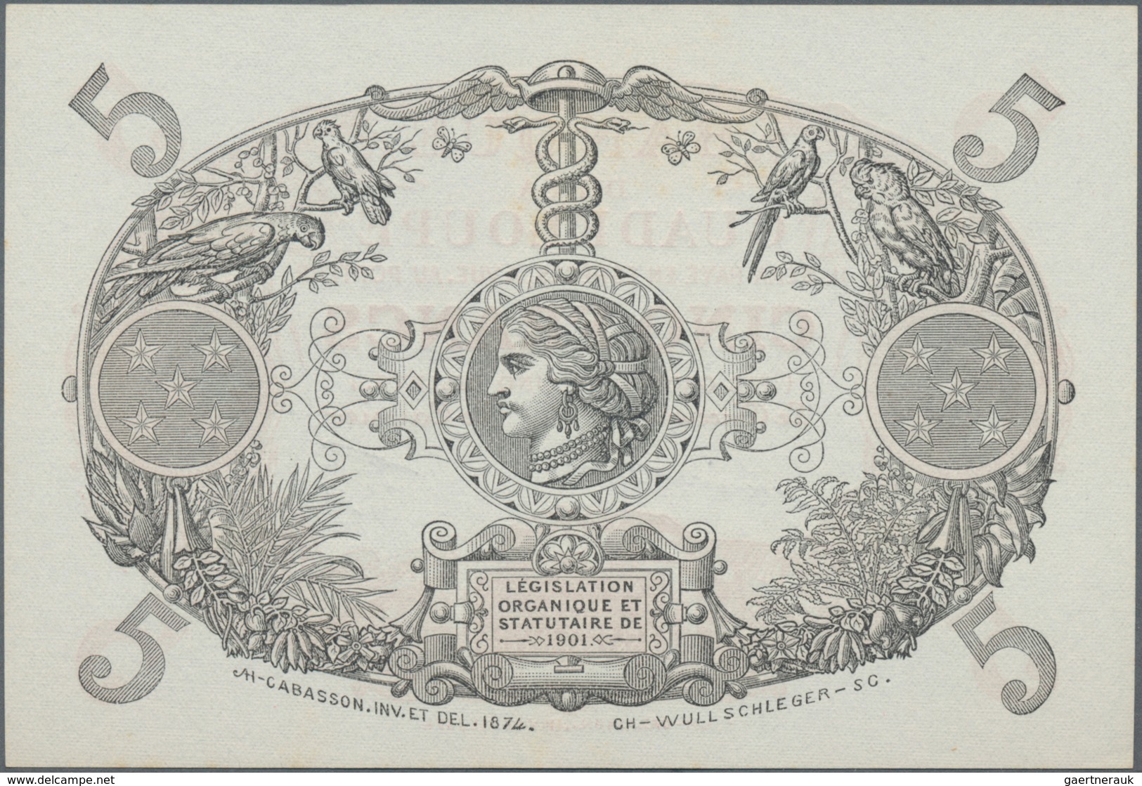 Guadeloupe: Banque De La Guadeloupe Consecutive Pair Of 5 Francs With Serial Numbers H.276 353 And H - Other - America