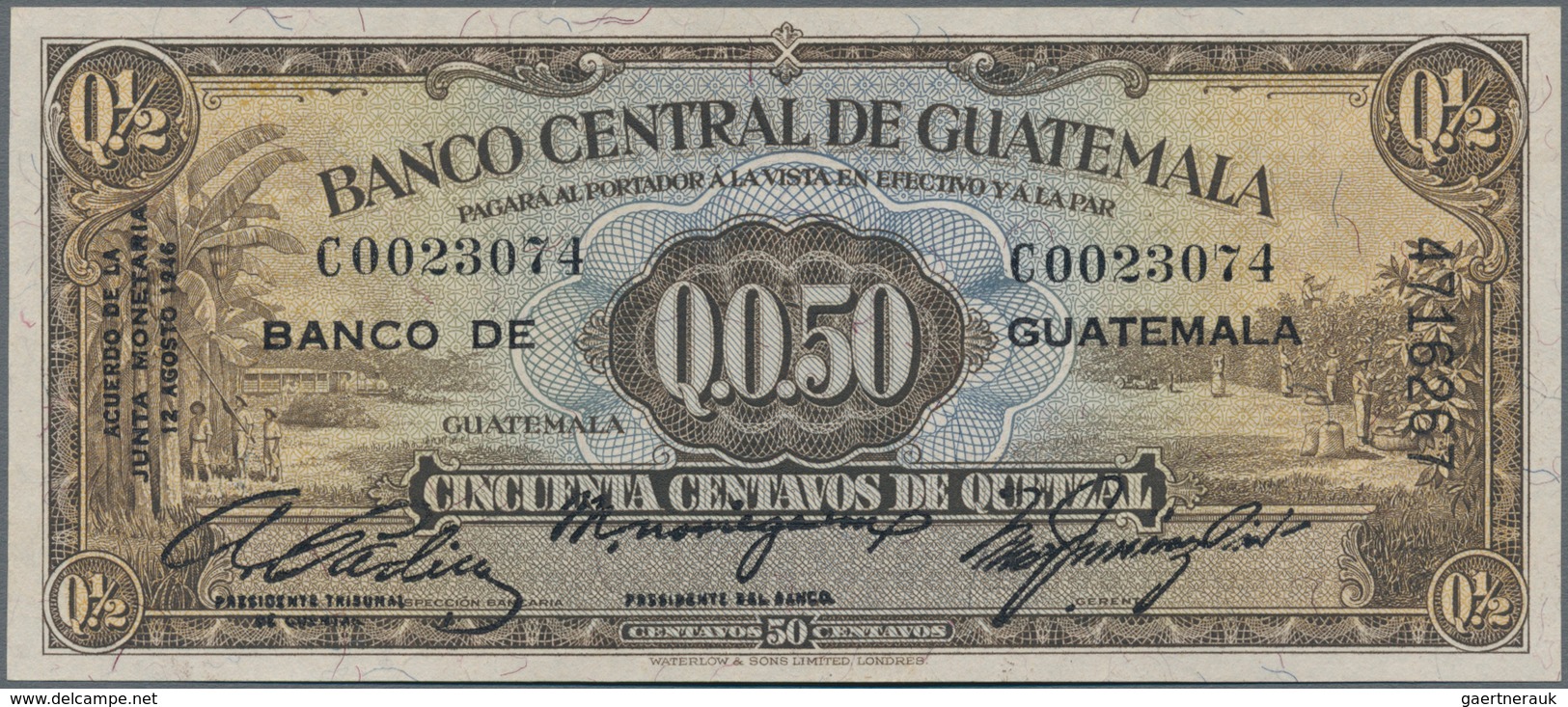 Guatemala: Banco Central De Guatemala 50 Centavos De Quetzal 1946, P.19a, Almost Perfect Condition W - Guatemala