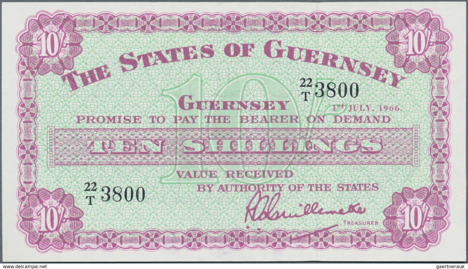 Guernsey: The States Of Guernsey 10 Shillings 1966, P.42c, Very Soft Diagonal Bend At Lower Right Bo - Sonstige & Ohne Zuordnung