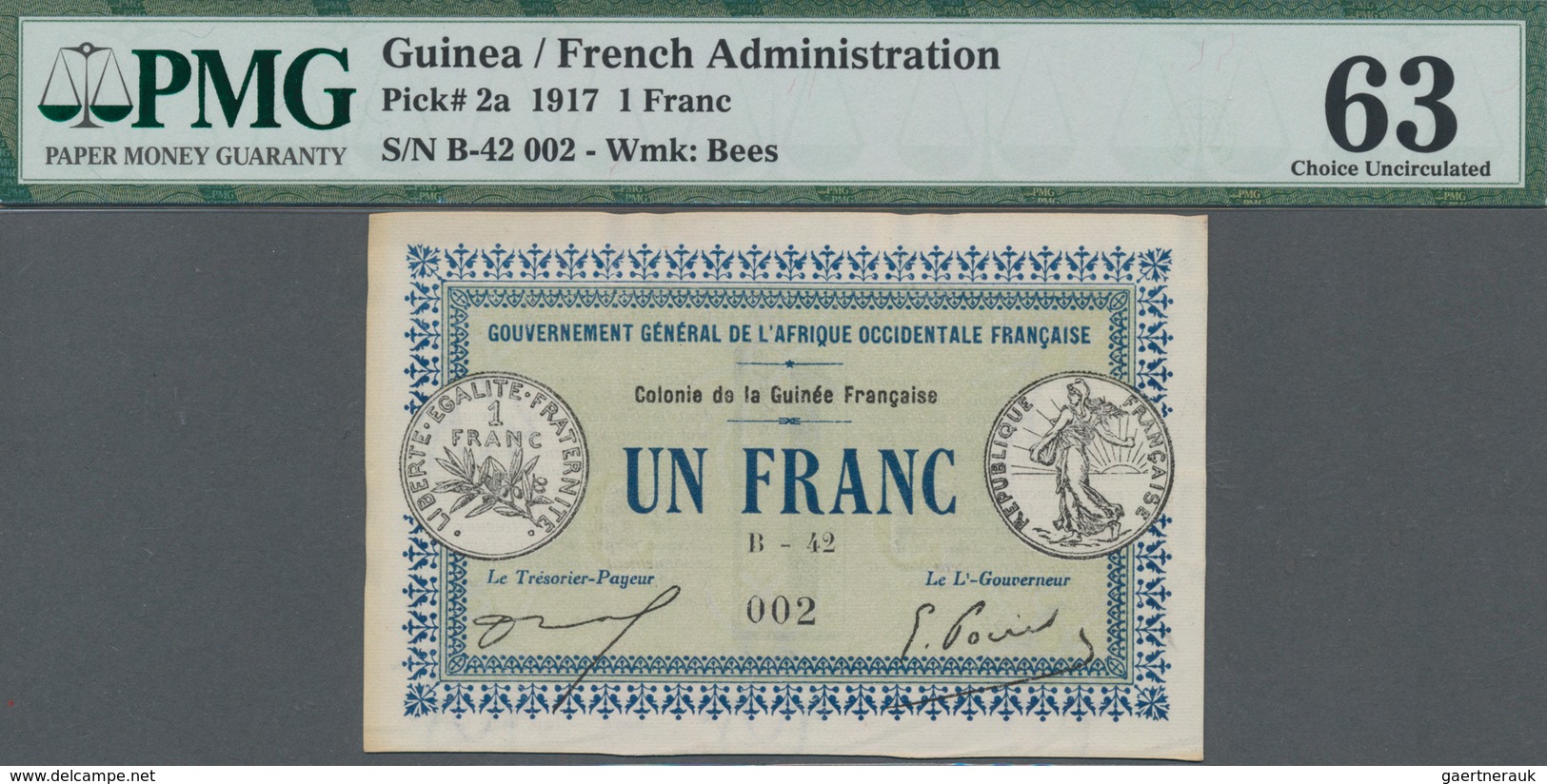 Guinea: Gouvernement Général De L'Afrique Occidentale Française - Colonie De La Guinée Française 1 F - Guinée