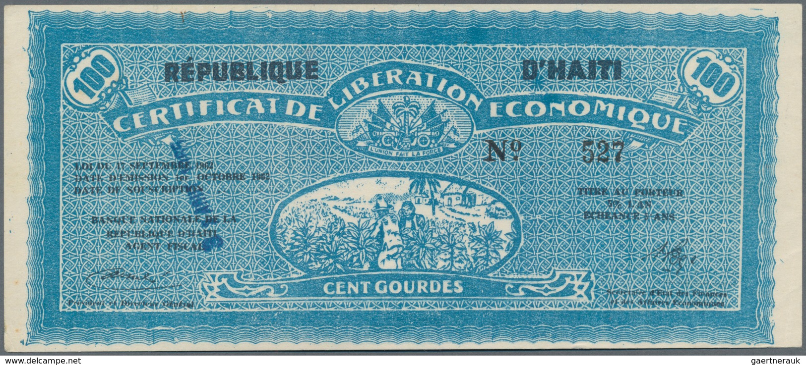 Haiti: Banque Nationale De La République D'Haïti Seldom Offered Pair With 5 And 100 Gourdes 1962 Of - Haiti