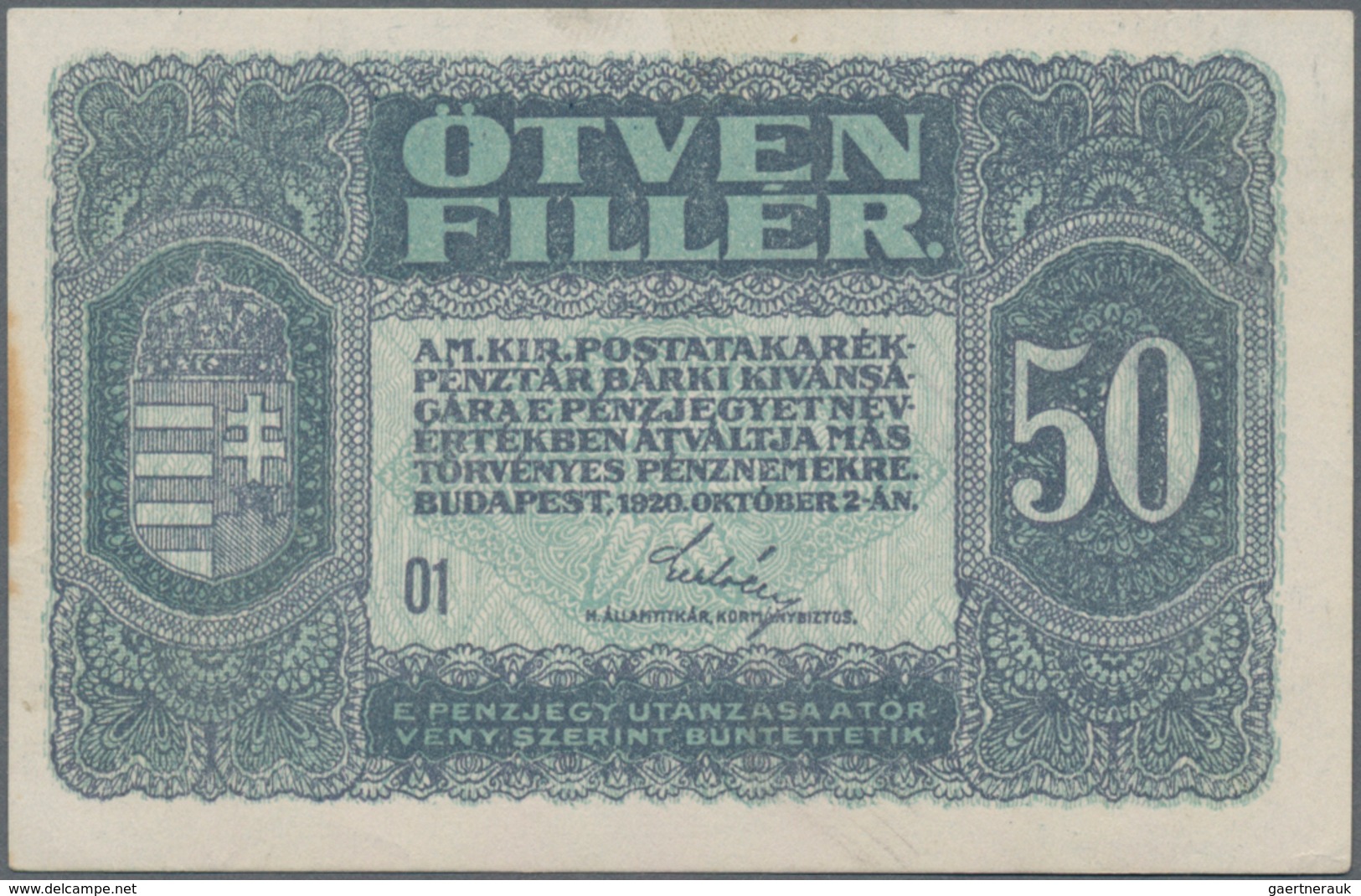 Hungary / Ungarn: Hungarian Post Office Savings Bank, set with 13 banknotes comprising 2x 5 Korona 1