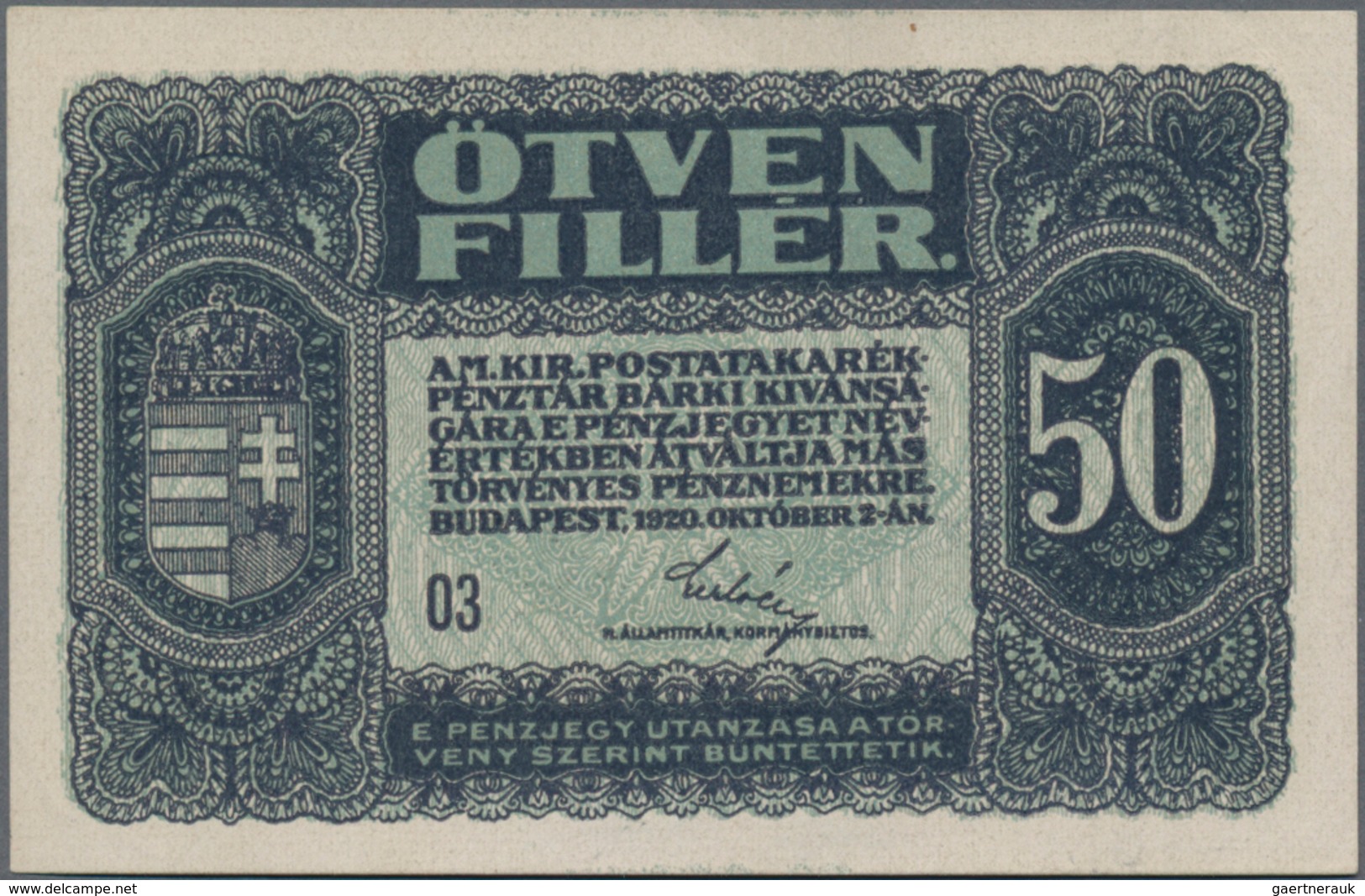 Hungary / Ungarn: Hungarian Post Office Savings Bank, set with 13 banknotes comprising 2x 5 Korona 1