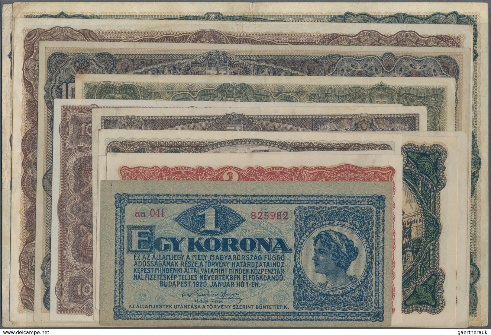 Hungary / Ungarn: Ministry Of Finance, Series 1920/22, Set With 13 Banknotes Comprising 1 Korona P.5 - Ungarn