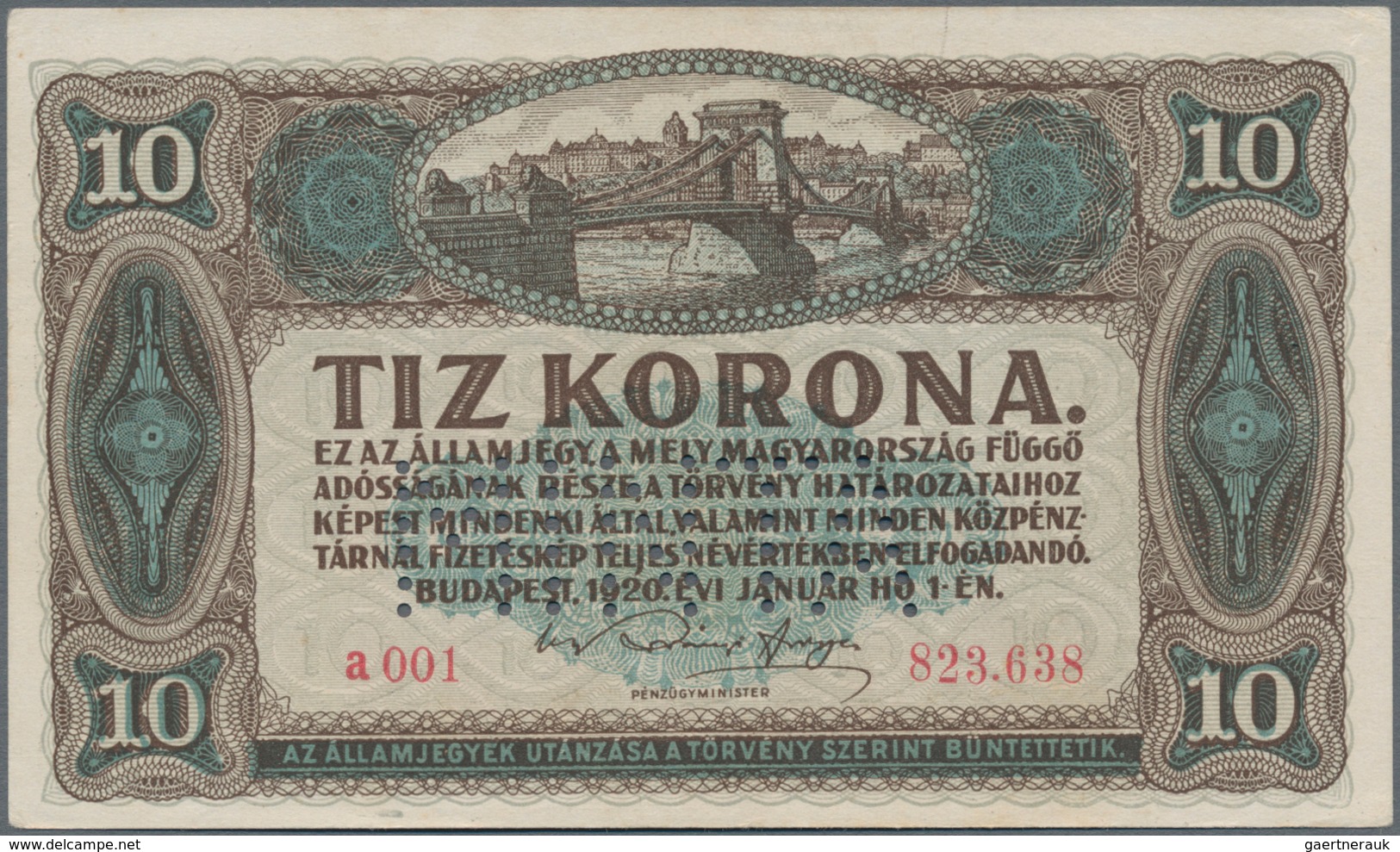 Hungary / Ungarn: Set With 7 Banknotes Series 1920 – 1946, All SPECIMEN With Perforation "Minta" And - Hongrie