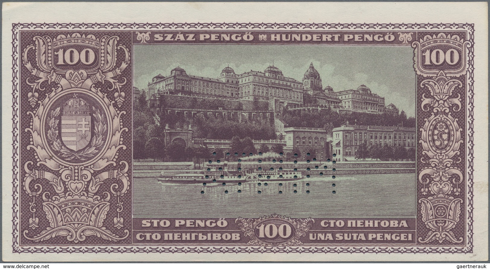 Hungary / Ungarn: Set with 7 banknotes series 1920 – 1946, all SPECIMEN with perforation "Minta" and