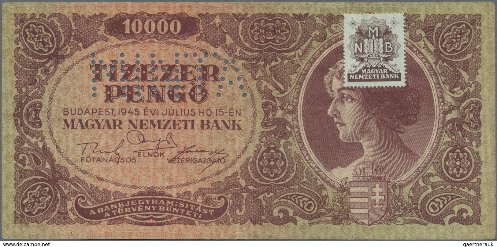 Hungary / Ungarn: Set with 7 banknotes series 1920 – 1946, all SPECIMEN with perforation "Minta" and