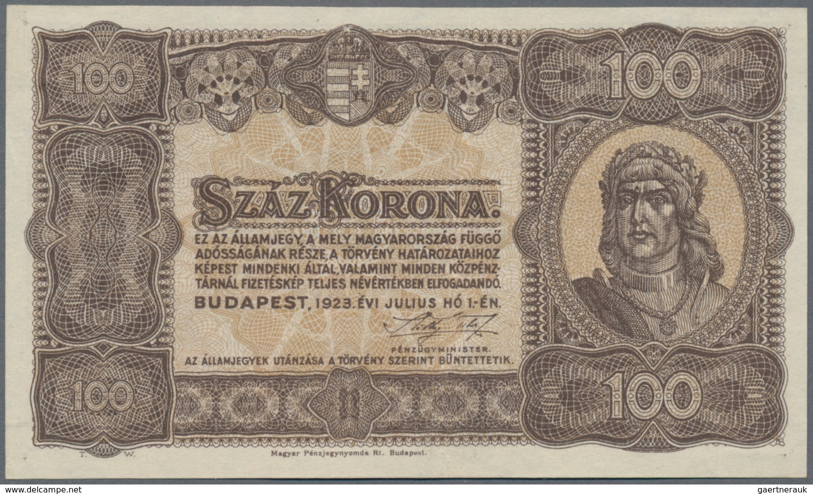 Hungary / Ungarn: Ministry Of Finance, Set With 11 Banknotes Comprising 2x 100 Korona P.73a,b (UNC, - Hongarije