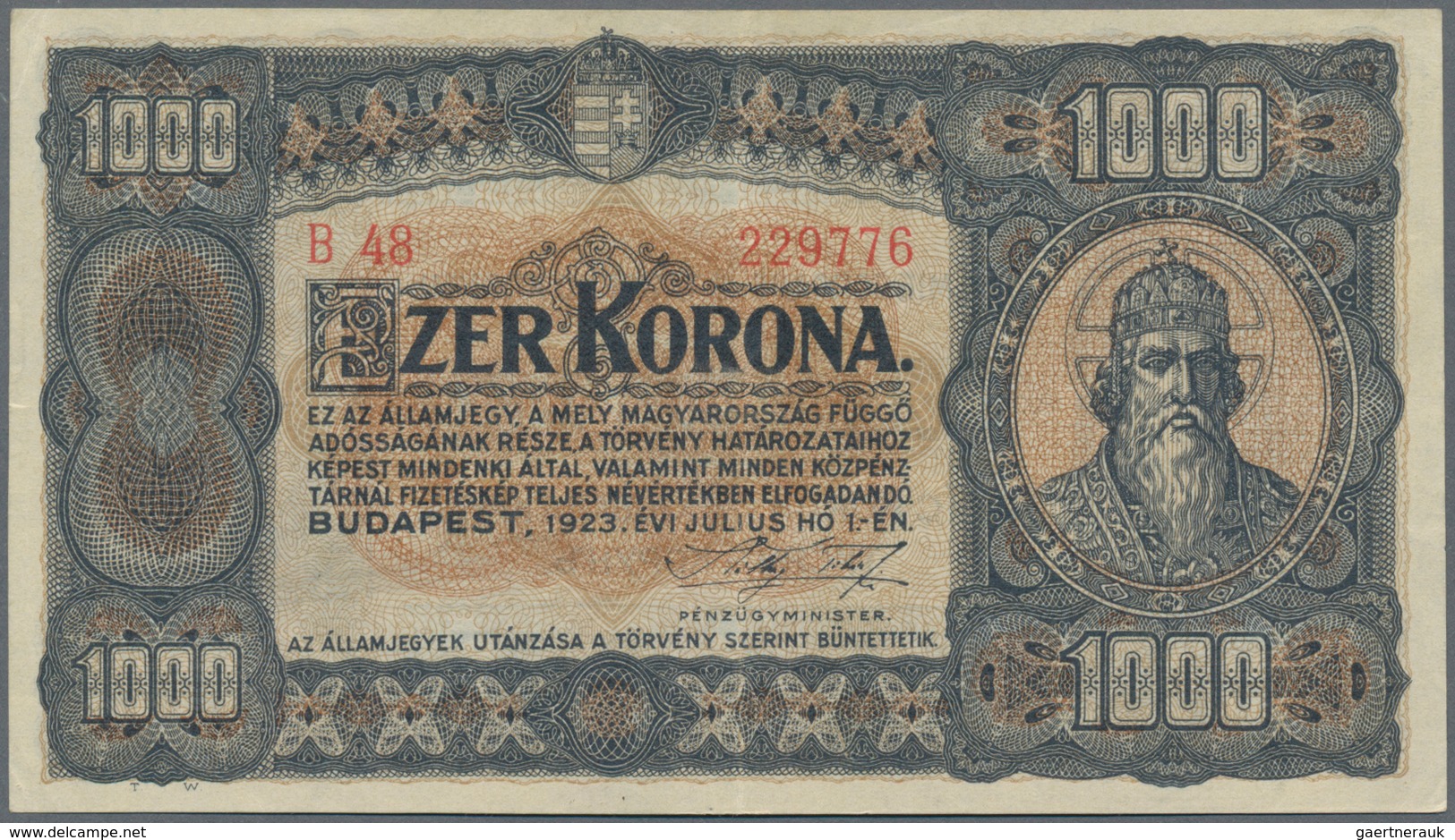 Hungary / Ungarn: Ministry Of Finance, Set With 11 Banknotes Comprising 2x 100 Korona P.73a,b (UNC, - Hongarije