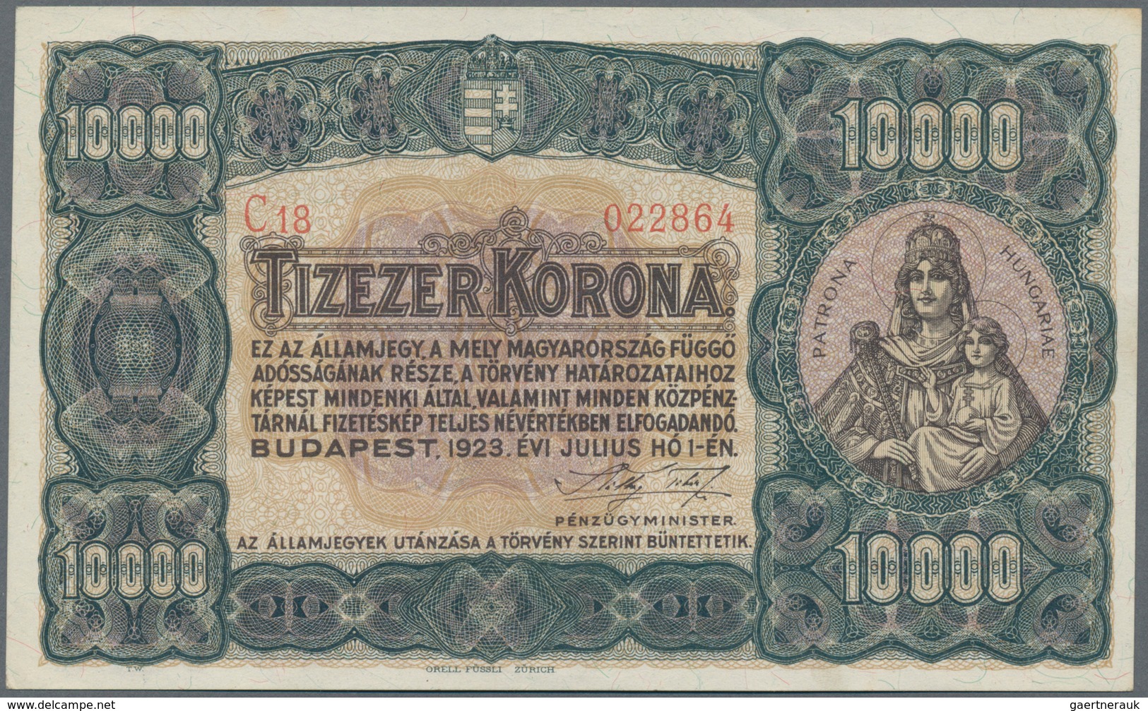 Hungary / Ungarn: Ministry of Finance, set with 11 banknotes comprising 2x 100 Korona P.73a,b (UNC,