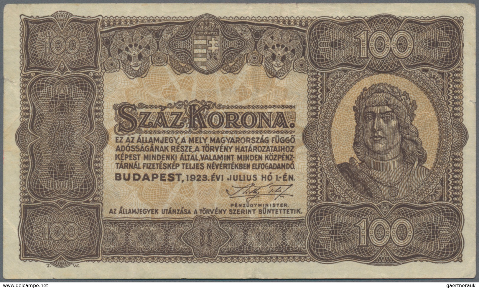 Hungary / Ungarn: Ministry of Finance, set with 11 banknotes comprising 2x 100 Korona P.73a,b (UNC,