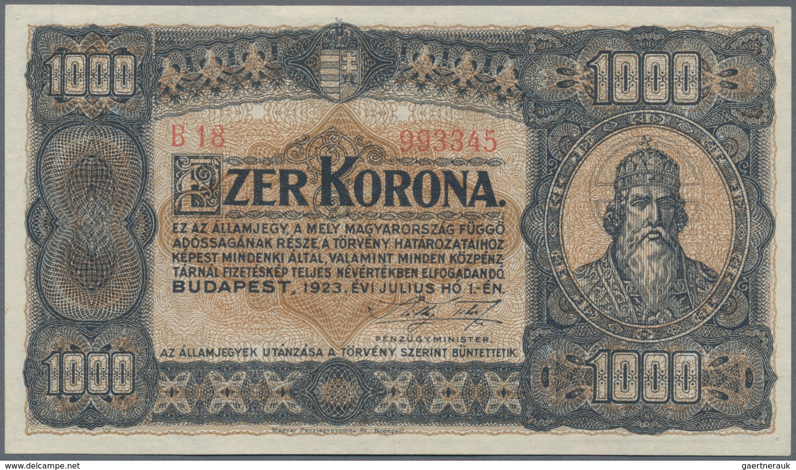 Hungary / Ungarn: Ministry of Finance, set with 11 banknotes comprising 2x 100 Korona P.73a,b (UNC,