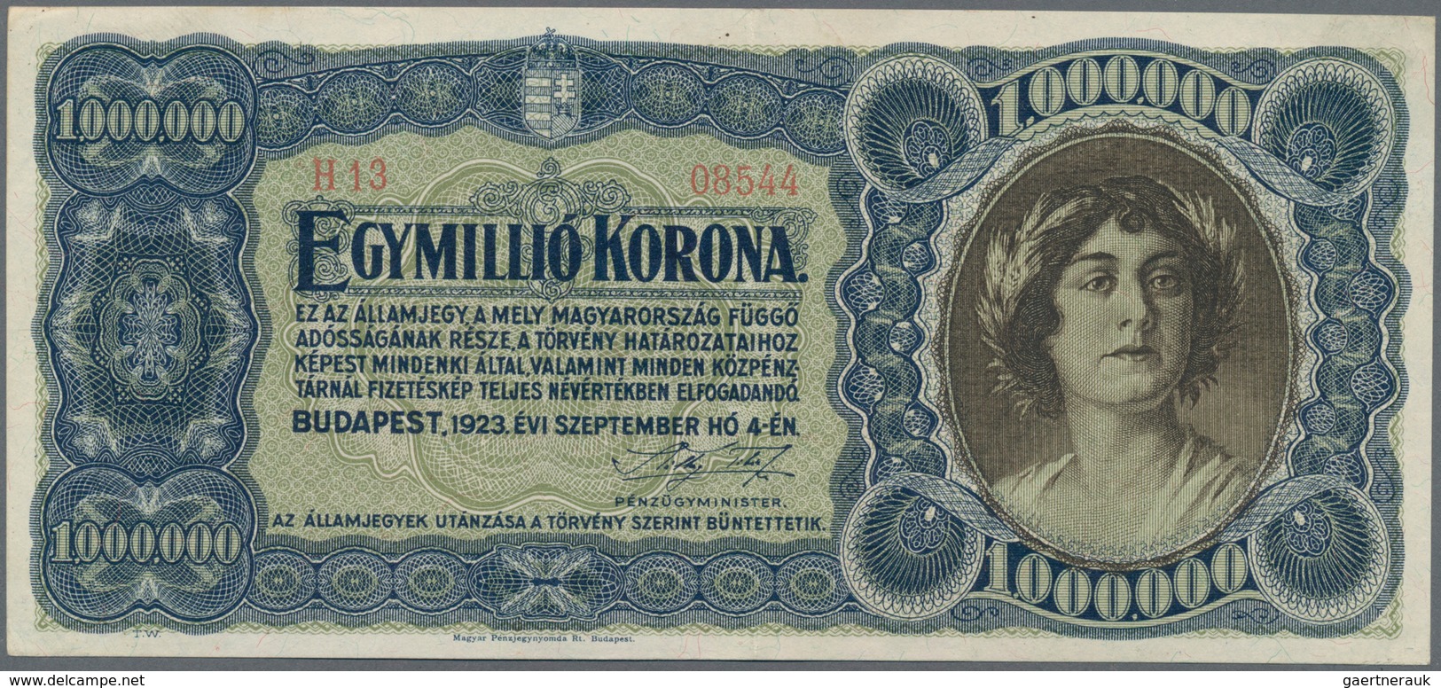 Hungary / Ungarn: Ministry Of Finance 1 Million Korona 1923, P.80a, Very Popular And Rarely Offered - Hongrie