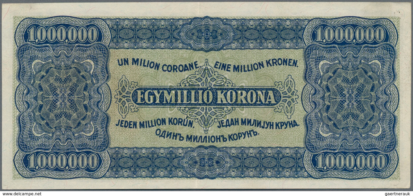 Hungary / Ungarn: Ministry Of Finance 1 Million Korona 1923, P.80a, Very Popular And Rarely Offered - Ungarn