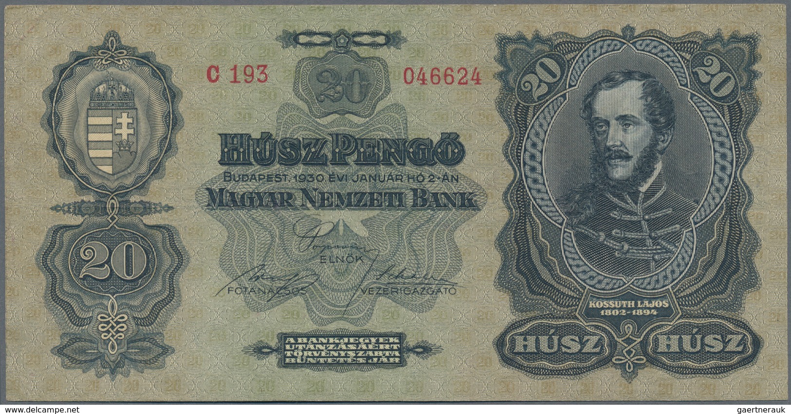 Hungary / Ungarn: Very Interesting Set Of The 20 Pengö 1930, P.97, Comprising The Issued Note In VF, - Hongrie