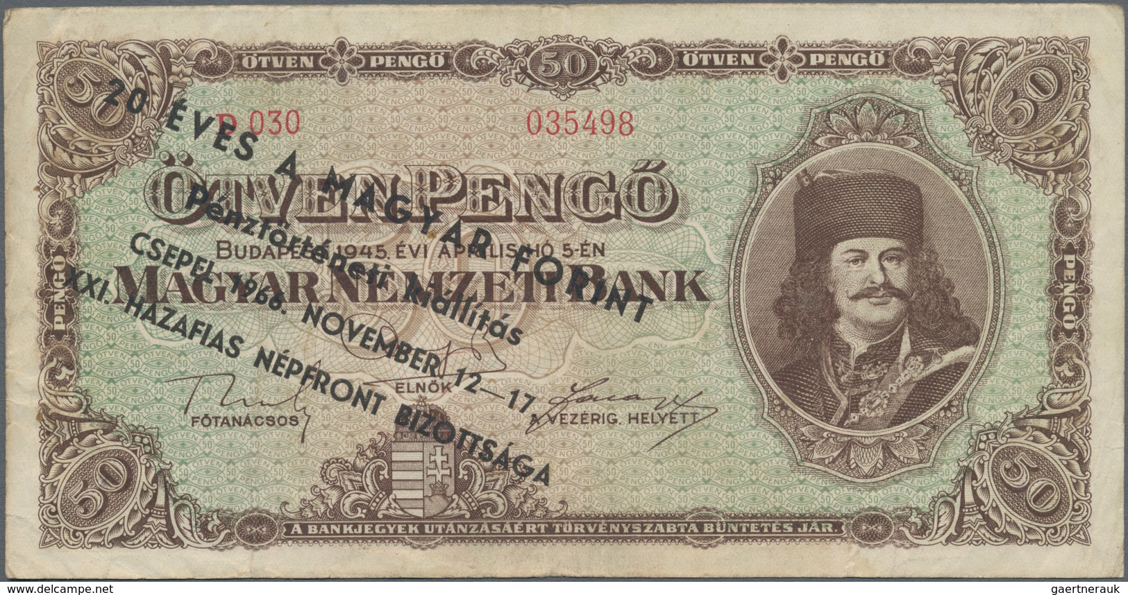 Hungary / Ungarn: Very nice lot with 7 banknotes comprising 50 and 100 Pengö 1945 P.110, 111 (UNC, a