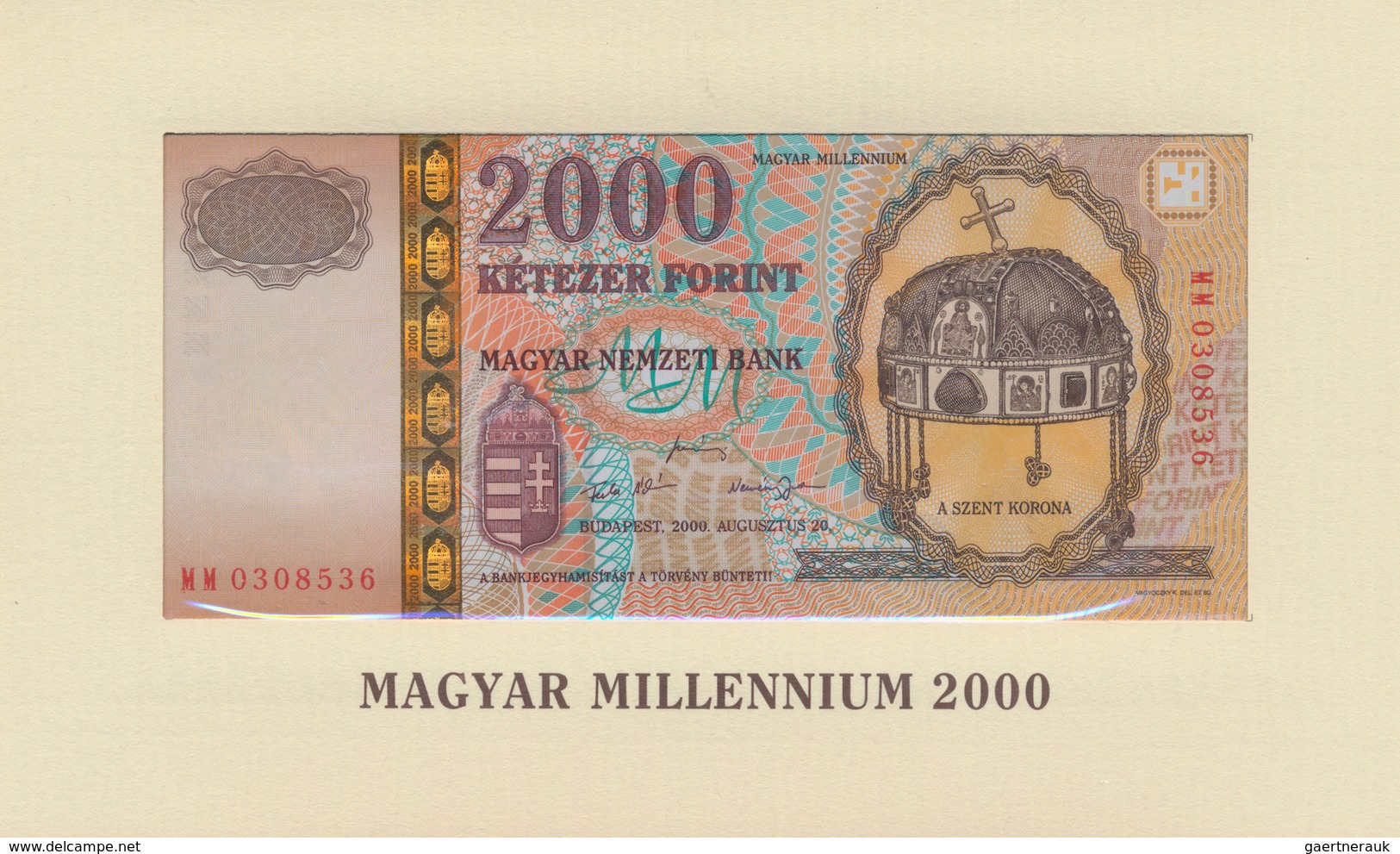 Hungary / Ungarn: Set With 3 Banknotes Of The Millennium Issue 2000 Forint 2000 In Original Folder, - Hongrie