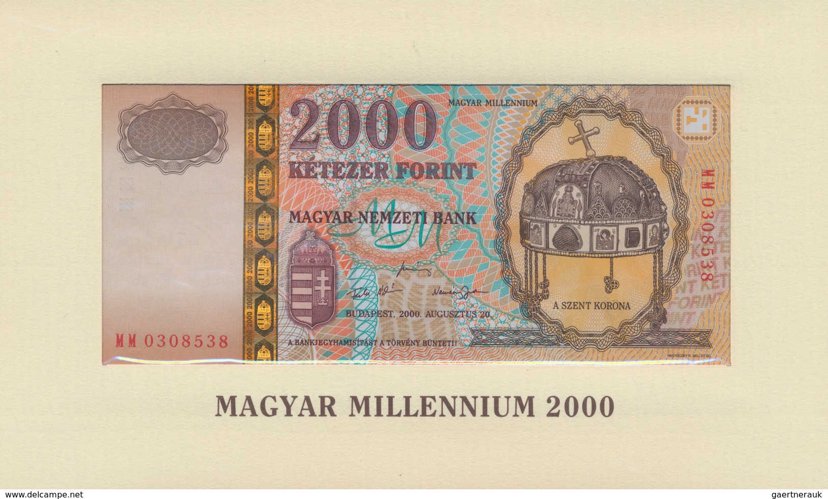 Hungary / Ungarn: Set With 3 Banknotes Of The Millennium Issue 2000 Forint 2000 In Original Folder, - Ungarn