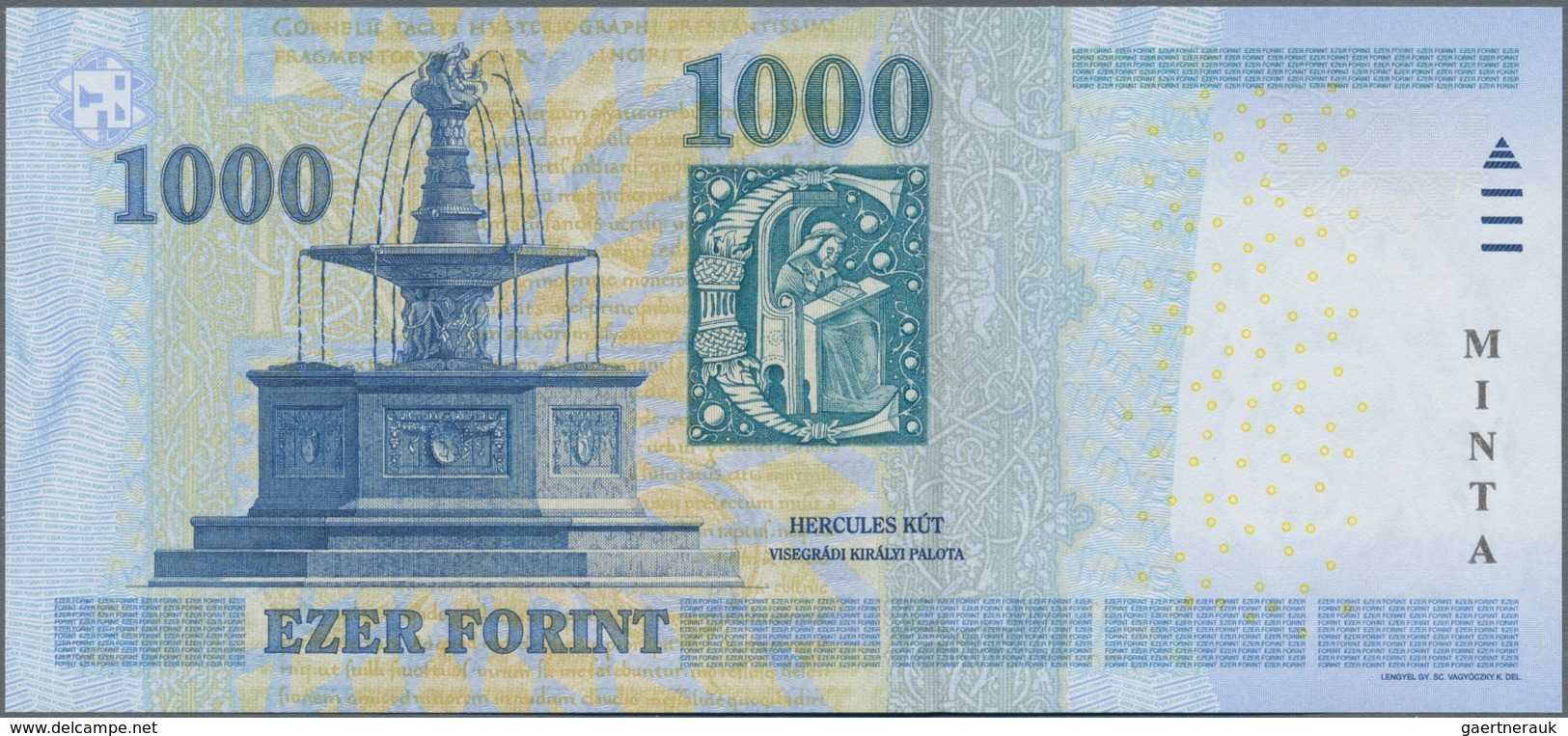 Hungary / Ungarn: 1000 Forint 2015 SPECIMEN, P.197es With Overprint "Minta" And Regular Low Serial N - Ungarn